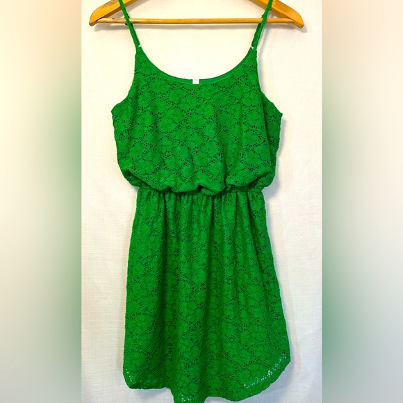 Xhilaration Emerald Green Floral Lace Elastic Waist Dress Size Small - Picture 1 of 14